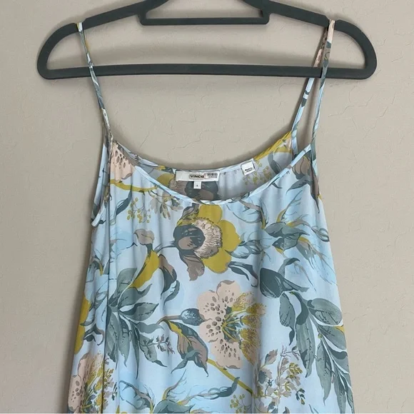 Vince Floral Pleated Midi Dress - Blue and Yellow - Picture 5 of 11